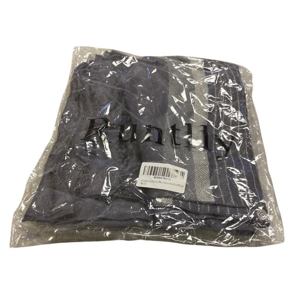 COPY - Runtlly Men's Winter Cashmere Scarf Stripes Warm Soft Scarves with Tassel - Picture 2 of 9